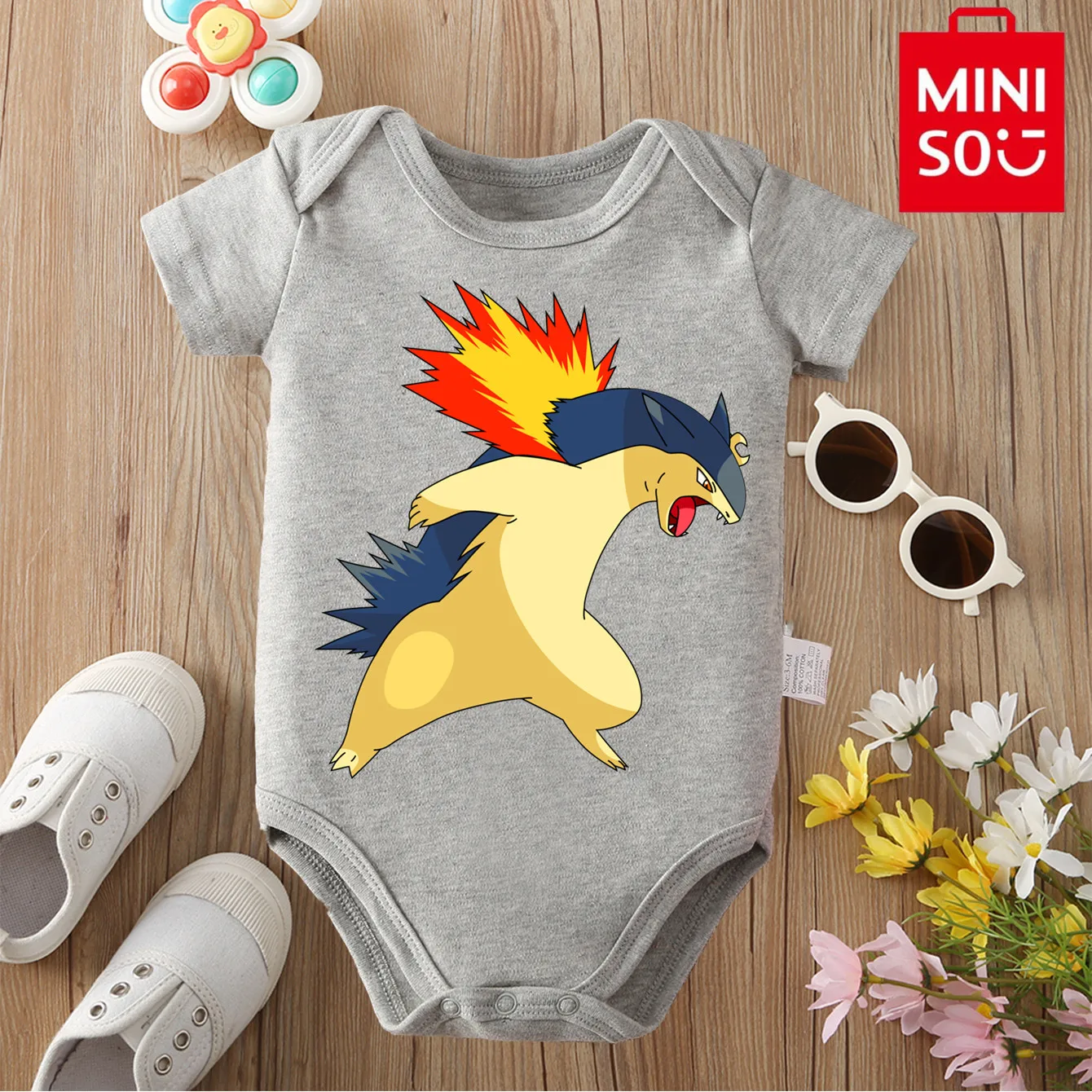 

MINISO Squirtle Pikachu 100% Cotton Comfortable Cloths Bodysuit for Baby Onesie Cute Print Jumpsuit for 0 To 12 Months Newborn