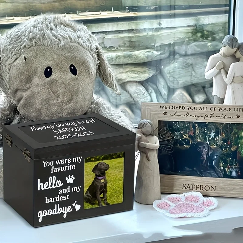 1 Uds. Cofre para mascotas de madera maciza, ataúd dedicado, suministros funerarios para mascotas, caja conmemorativa para gatos, perros y animales.