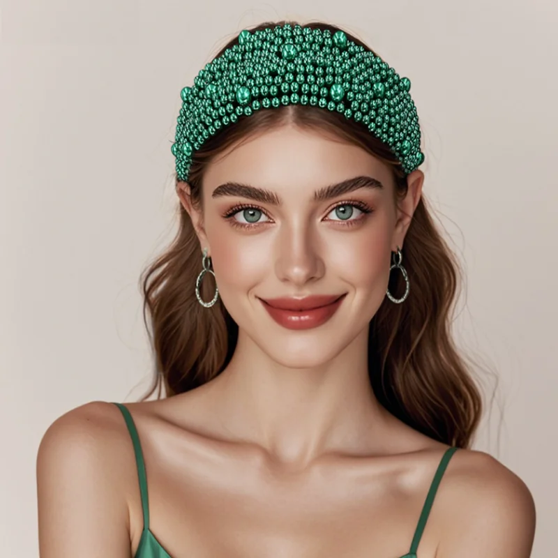 Vintage Pearl Colored Hair Accessories Woman Wide Edge Headband Multi Functional Hair Hoop Hair Decorate Press Hair Headwear