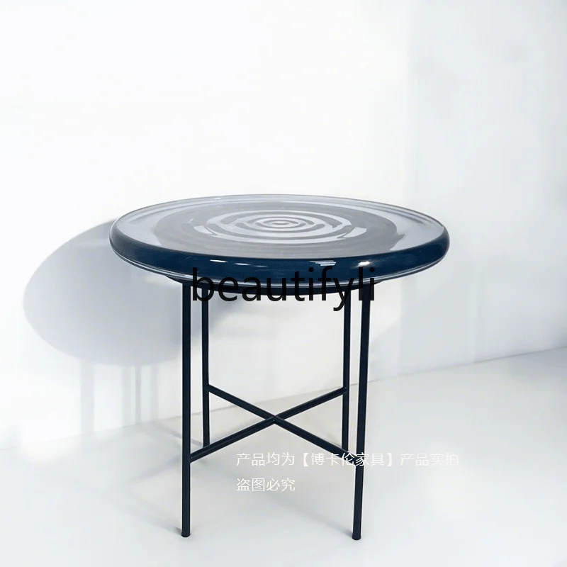Light luxury suspended acrylic coffee table water ripple design small apartment living room bedroom dual-purpose side table