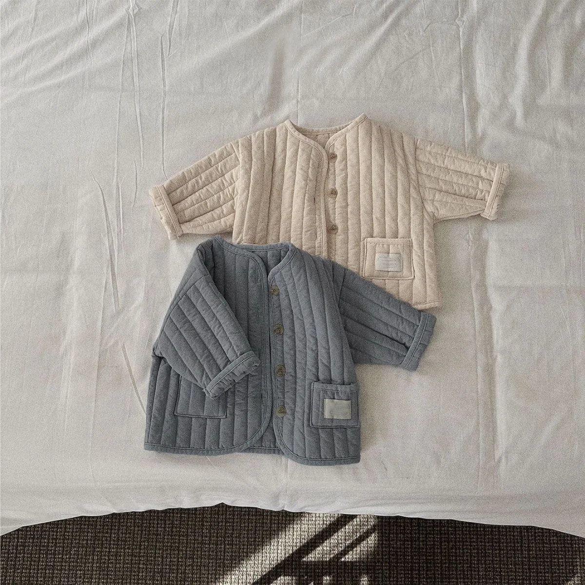 2026 Winter New Baby Long Sleeve Warm Coat Solid Infant Girls Plus Velvet Thick Cardigan Coat Toddler Boys Cotton Padded Jacket