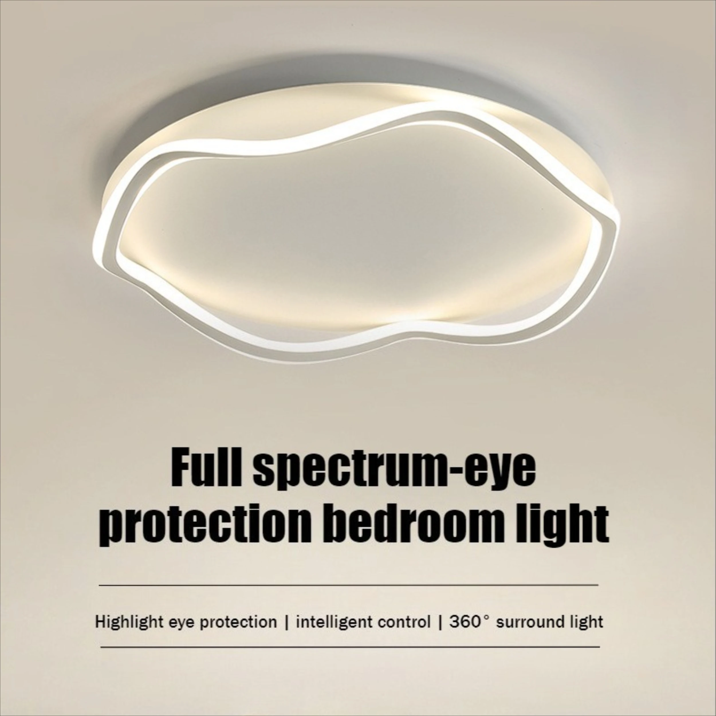 مصباح سقف LED مستدير إبداعي حديث، أبيض مع تعتيم بثلاثة ألوان، تصميم موجة بسيط للمطبخ وغرفة النوم وغرفة الطعام