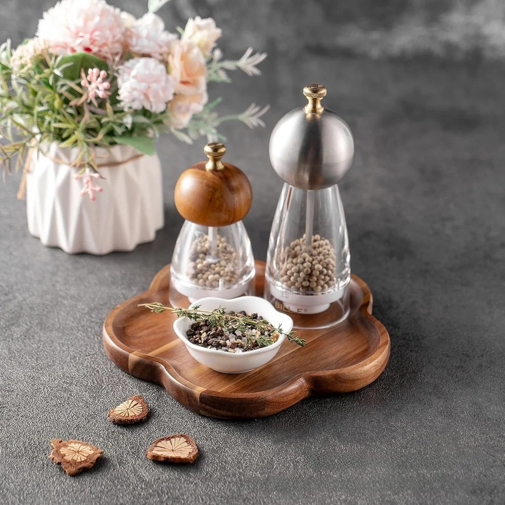 Wood Tray Featuring Flower Design and Multi Compartment Plate for Serving For Coffee Tea and Snacks at Home or Outdoors