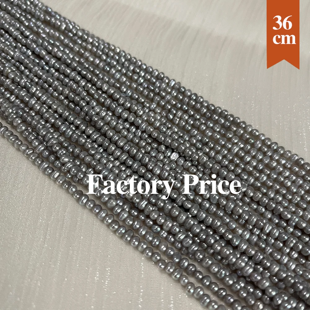 

3-3.5mm Natural Freshwater Pearl Beads Gray Pearl Loose Spacer Beaded for Making DIY Necklace Bracelet Accessories 36cm