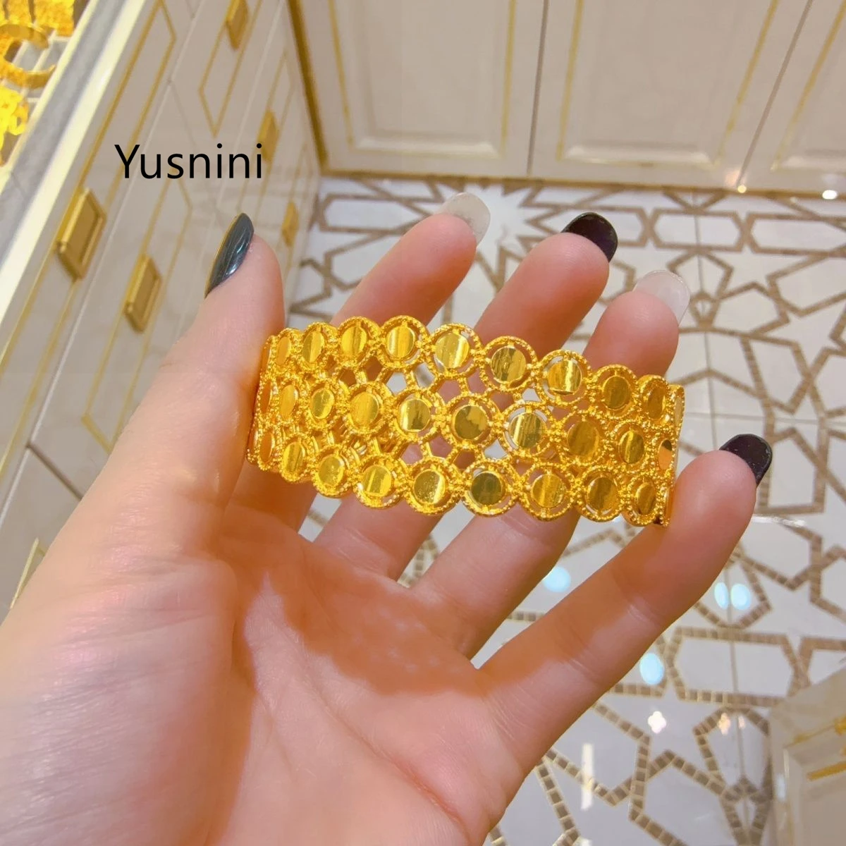 新しいドバイファッションハイエンド24k金メッキブレスレット、恋人たちのための絶妙な集会、結婚式、婚約パーティー用ジュエリー777