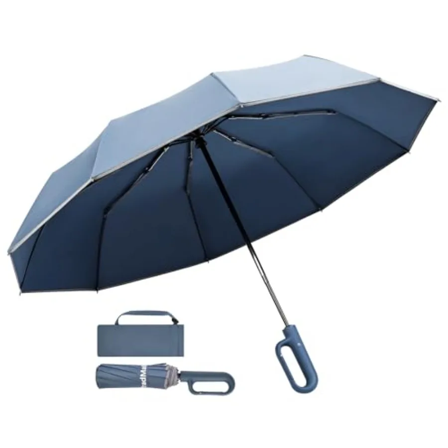 

Travel Umbrella, 280T Fabric Windproof Automatic Portable Compact Folding Umbrellas for Rain with Reflective Stripe for Women a