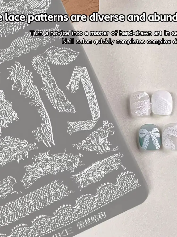Hohlgitter-Druckplatte aus Edelstahl für Nagelstempel, Mehrfach-Muster Spitzen-Nagelkunst-Stempelplatte, Spitzenblumen-Nageltransfer-Werkzeuge – Detail 1
