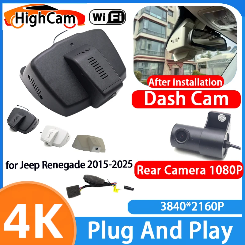 HighCam for Jeep Grand Cherokee WK WK2 2011-2022 4K Wifi 2160P IMX335 Car DVR Video Dash Cam Front Rear Camera Loop Recording