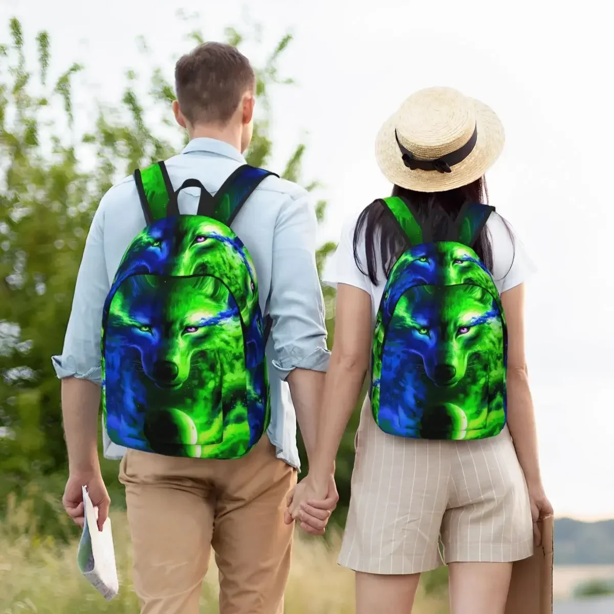 Cooler Galaxy Wolf Rucksack Tier Coole Rucksäcke Männliches Reisemuster Schultaschen Robuster Rucksack für Outdoor-Reisen