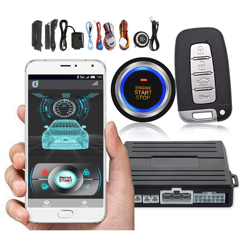 

Phone Remote Start kit for Car Alarm With Autostart Engine Start Stop Ignition Button PKE Central Lock Automatic Keyless Entry