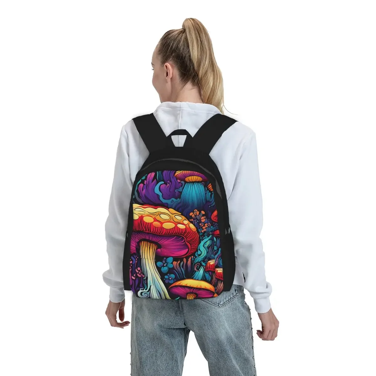 Acid Trippy Weird Psychedelic Mushroom Backpack Boys Girls BookBag Children School Bag Computer Shoulder Bags for Men Women