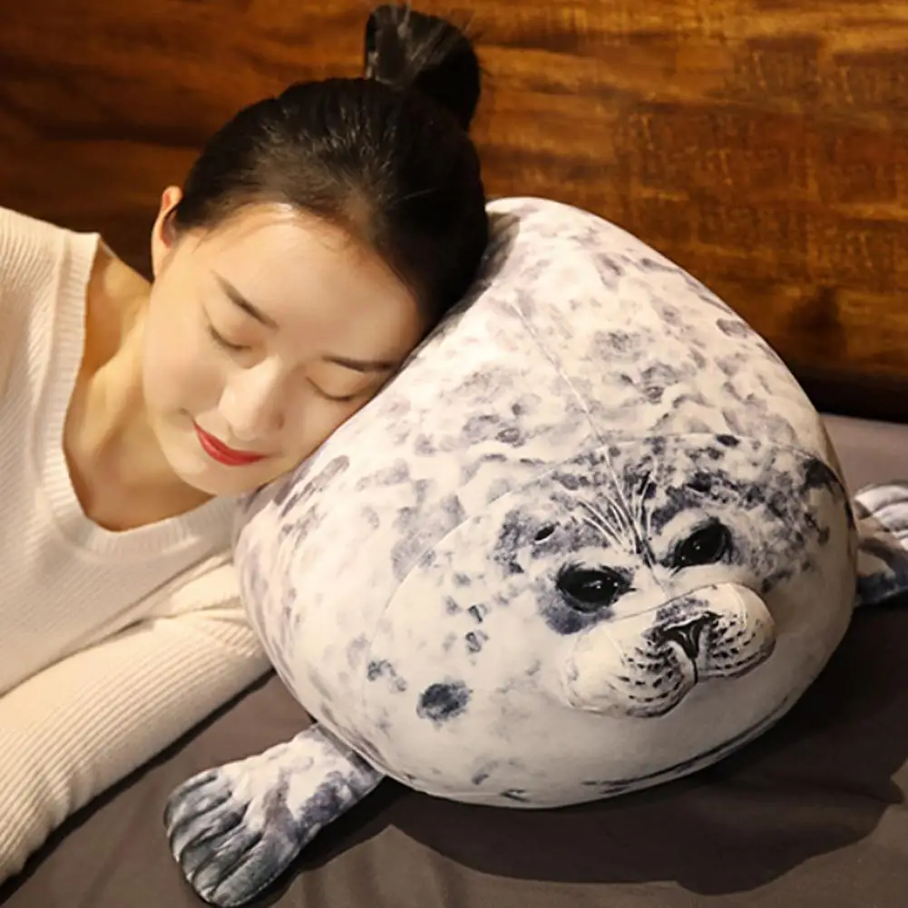Angry Blob Seal Kussen Mollige 3D Nieuwigheid Zeeleeuw Pop Pluche Knuffel Baby Slapen Sierkussen Cadeaus voor Kinderen Meisjes