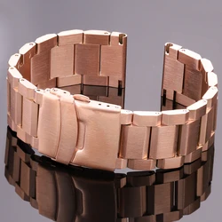 Solid Stainless Steel Brushed Watch Strap with Safety Clasp 18mm 20mm 22mm 24mm Available in Black Silver Unisex Watch Band
