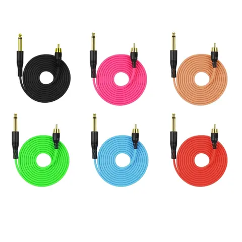 1pc 문신 클립 코드, 6.35mm-RCA 남성 라인 커넥터 문신 기계 로터리 카트리지 기계 용 전원 공급 장치 케이블