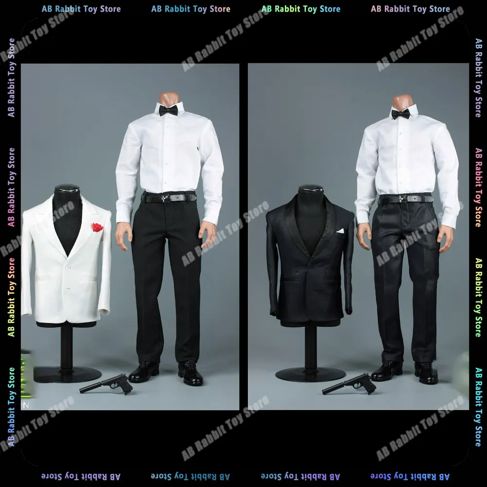 

For 12" Decors Secret Service Doll Cosplay Accessories 1/6 Man Black White Suit Clothes Set Comes With Movable Body Accessory