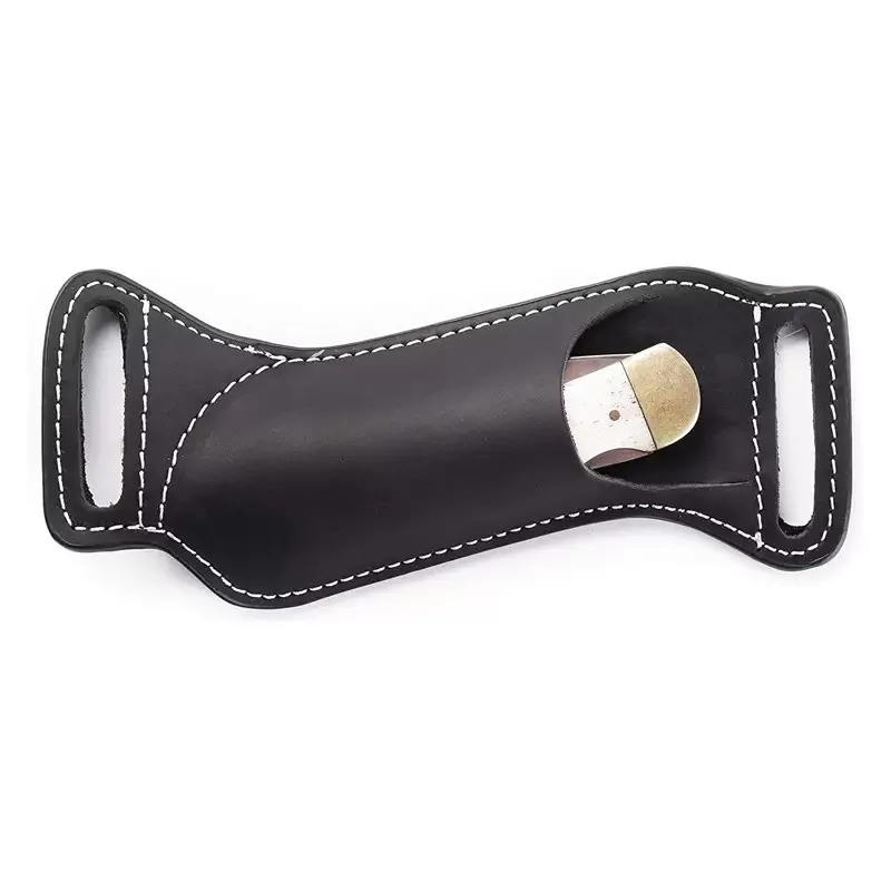 Outdoor Waist-Mounted Genuine Leather EDC Knife Sheath/Pouch – Belt-Loop Carry for Folding Knives & Balisongs view 6