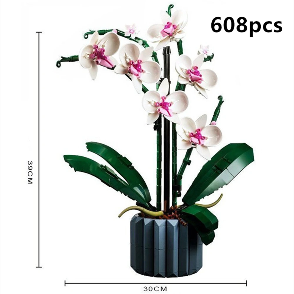 Funny Joy Orchid Flowers Bouquet Flower Blocks Bonsai Plant Model Bricks Romantic DIY Home Decoration for Kids Gift Toy view 6