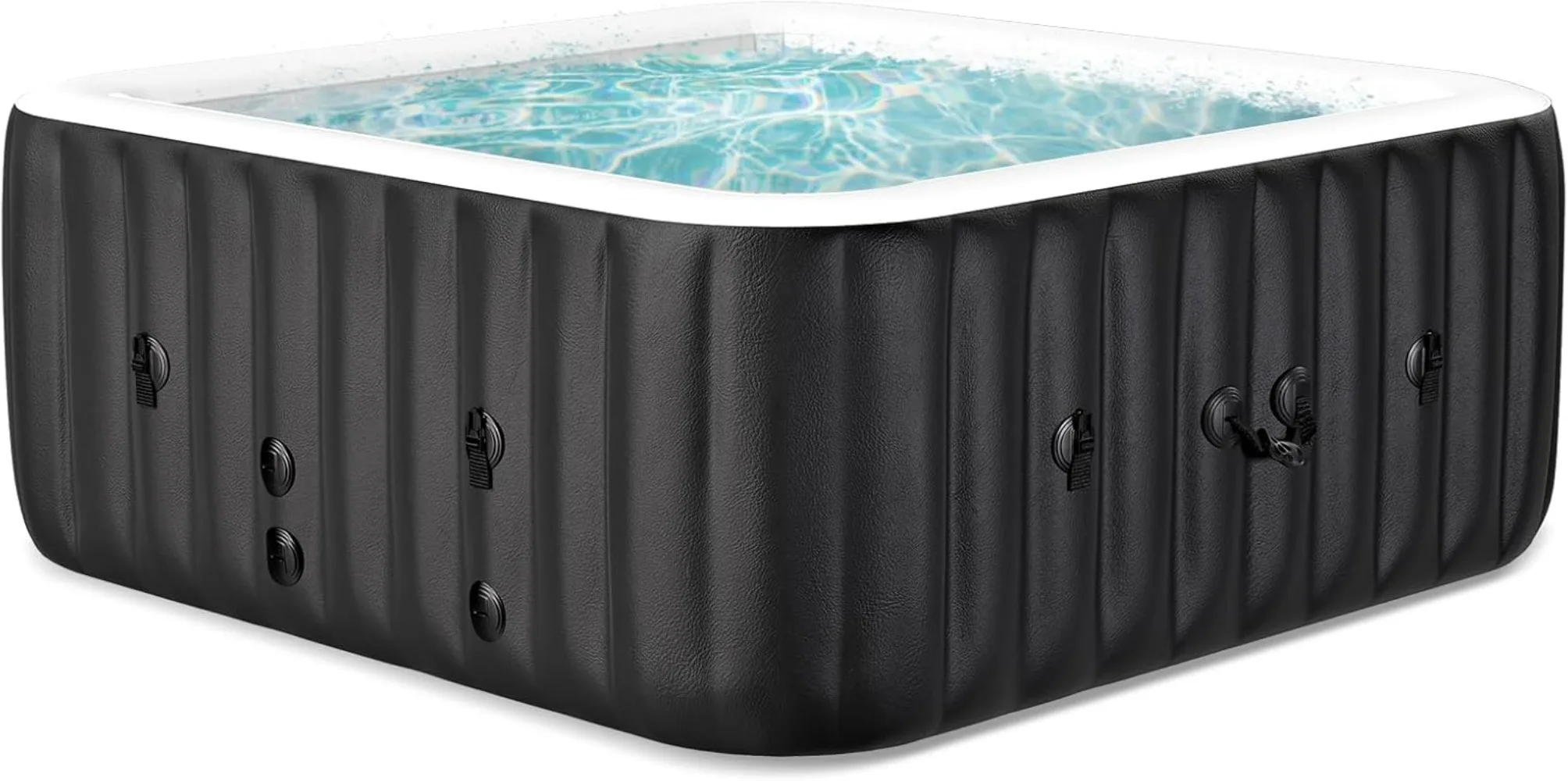 57” X 57” X 25” Hot Tub，Inflatable Hot Tub, 2-4 Person Portable Blow Up Hot Tub Square Portable Outdoor Spa with 120 Bubble Jets