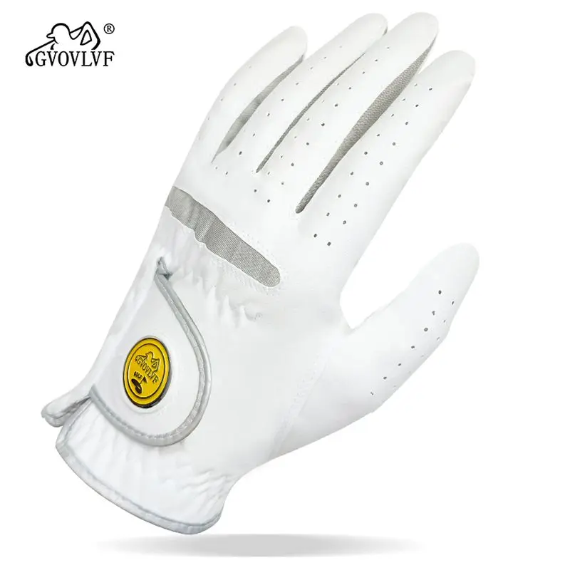 Golf Gloves Men's Wear-Resistant Breathable Left and Right Hand Microfiber Fine Cloth Material with Mark Gloves