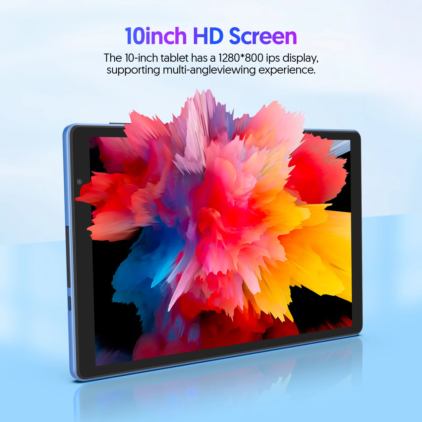 Tablet Android de 10 polegadas, 4 GB (expansão de memória 2G + 2G) RAM + 32 GB ROM, tela 1280x800 IPS, câmeras duplas, WiFi, bateria de 6000 mAh