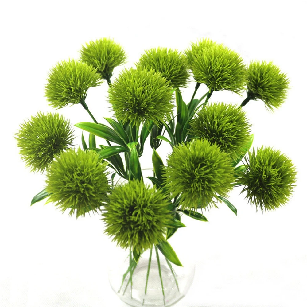 5pcs Green Bouquets Party Wedding Silk Dandelion Flowers Real Touch Decor Fake Artificial Flower Home Decorative