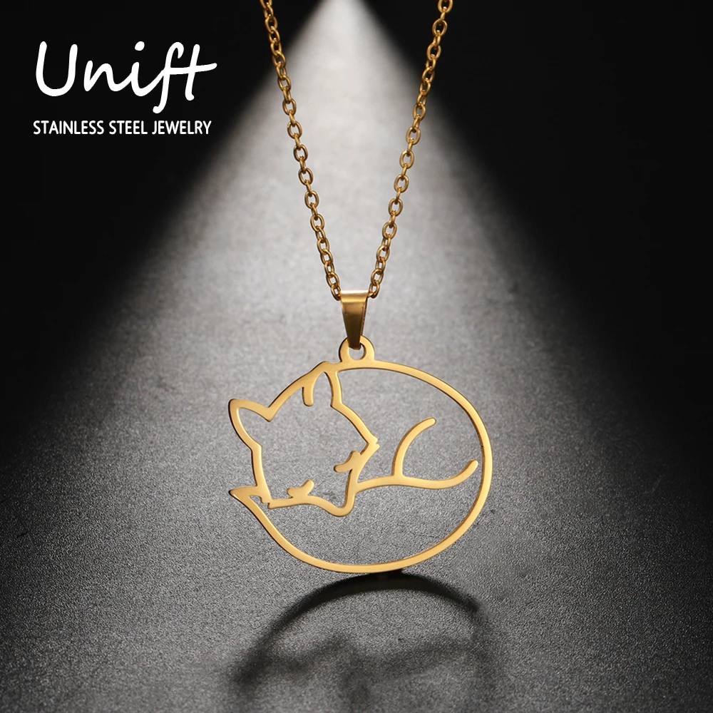 Unift Origami Fox naszyjniki ze stali nierdzewnej dla kobiet Vintage klasyczna biżuteria dla zwierząt Sly Fox elegancki naszyjnik Choker Party