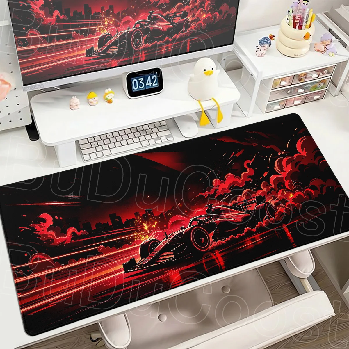 Neon City Anime Mousepad Lockedge Office Gamer Keyboard Desk Mat New Model Racing Car Large Size Mouse Pad 40x90cm Rubber Carpet