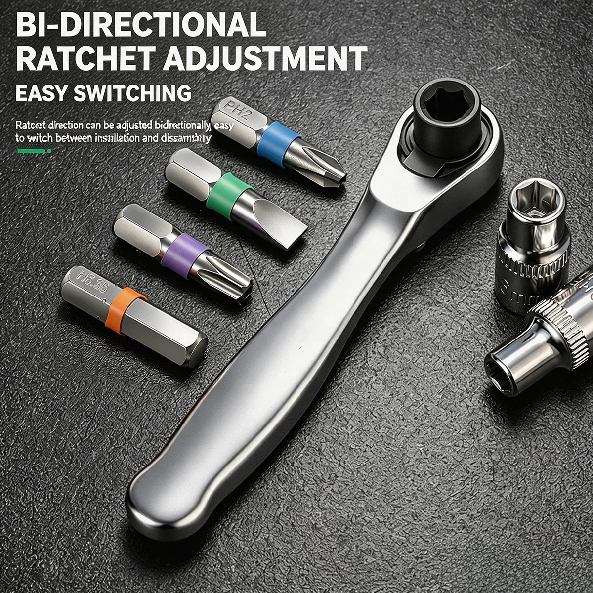 1pcs Mini Ratchet Wrench 72 Teeth Alloy Steel Socket Bit 1/4 Drive Ratchet Handle with Screwdriver Bits Hand Tool