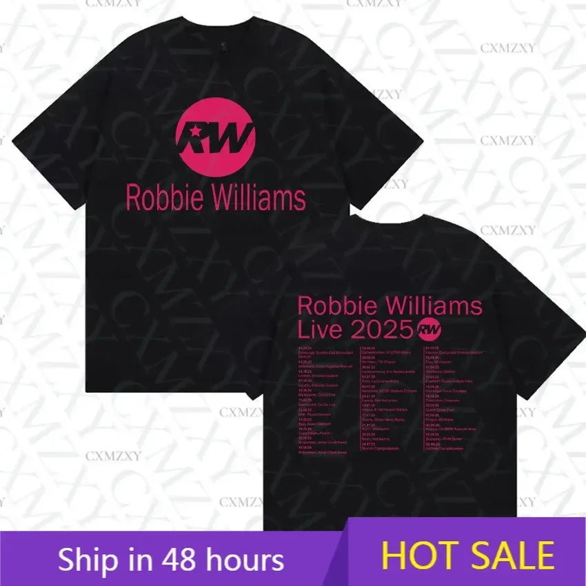

Robbie Williams Live Pw Tour 2025 T-Shirt Men Women's Casual Cozy Cotton Short Sleeve T Shirt Harajuku Fashion Vintage T-shirts