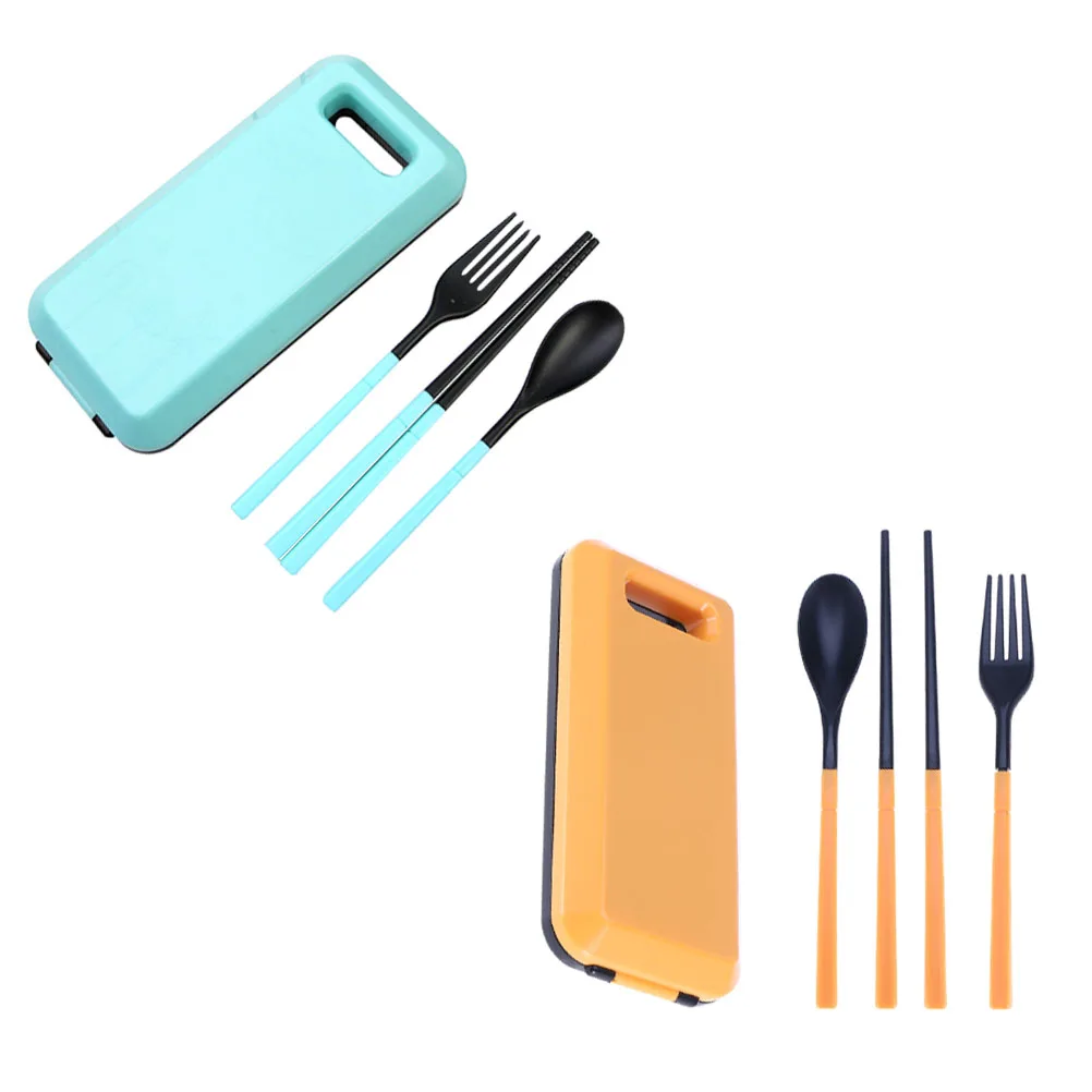 

Folding Tableware Set Cutlery Organizer Blue Abs Travel Serving Utensils