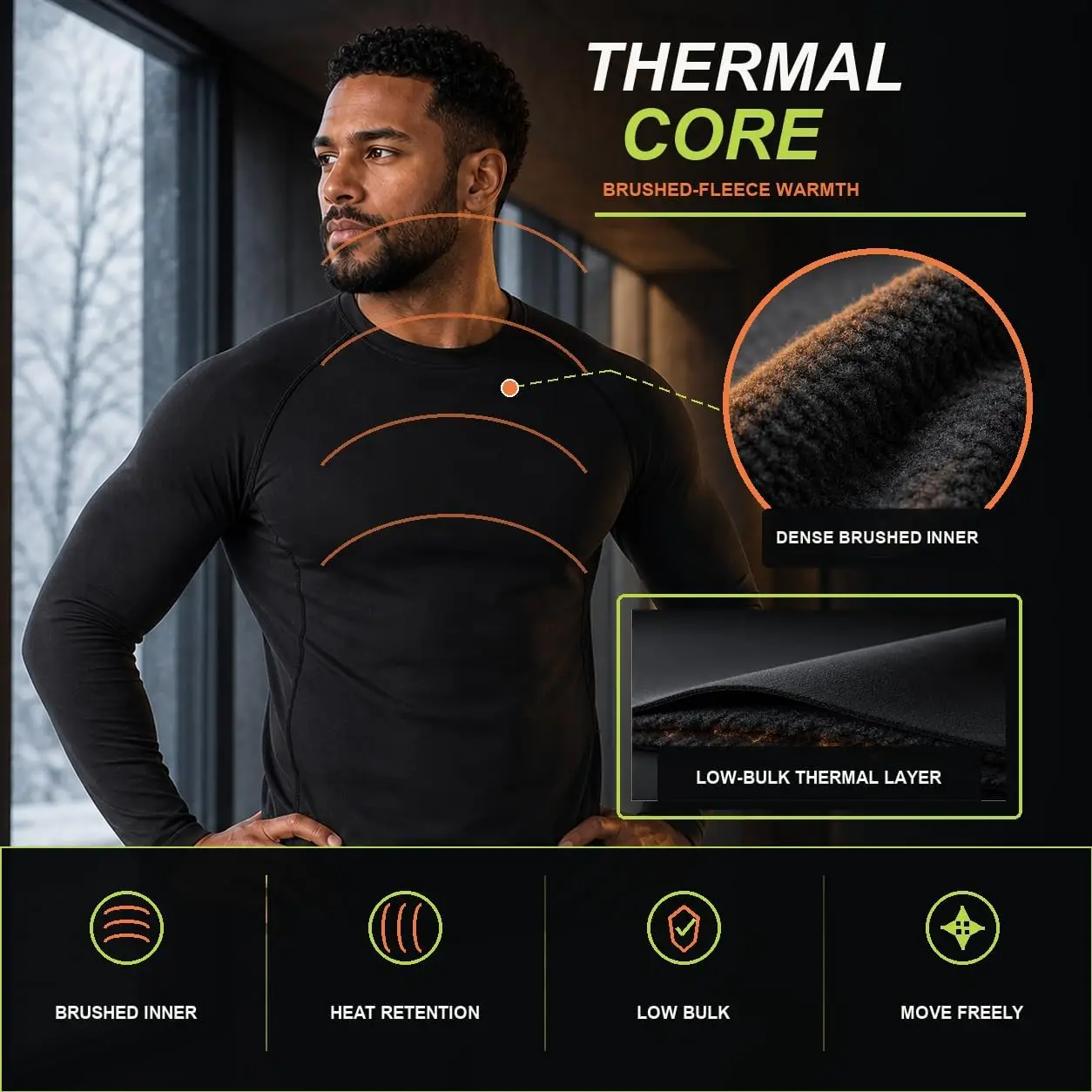 1/2/5 Pack Men's Thermal Compression Shirt Fleece Lined Long Sleeve Baselayer Stretch Cold Weather Athletic Top for Training