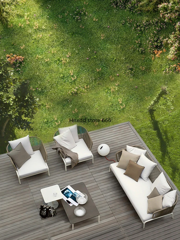 Outdoor sofa combination Open-air balcony Double rattan chair sofa