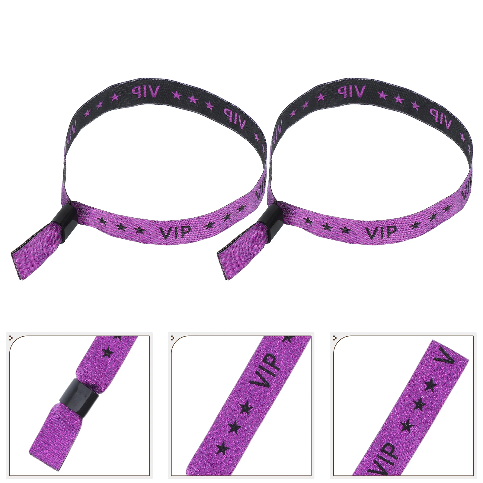 Braccialetti VIP da 20 pezzi viola impermeabili per feste, concerti, festival, eventi, ammissione, fasce di identificazione in tessuto stampate