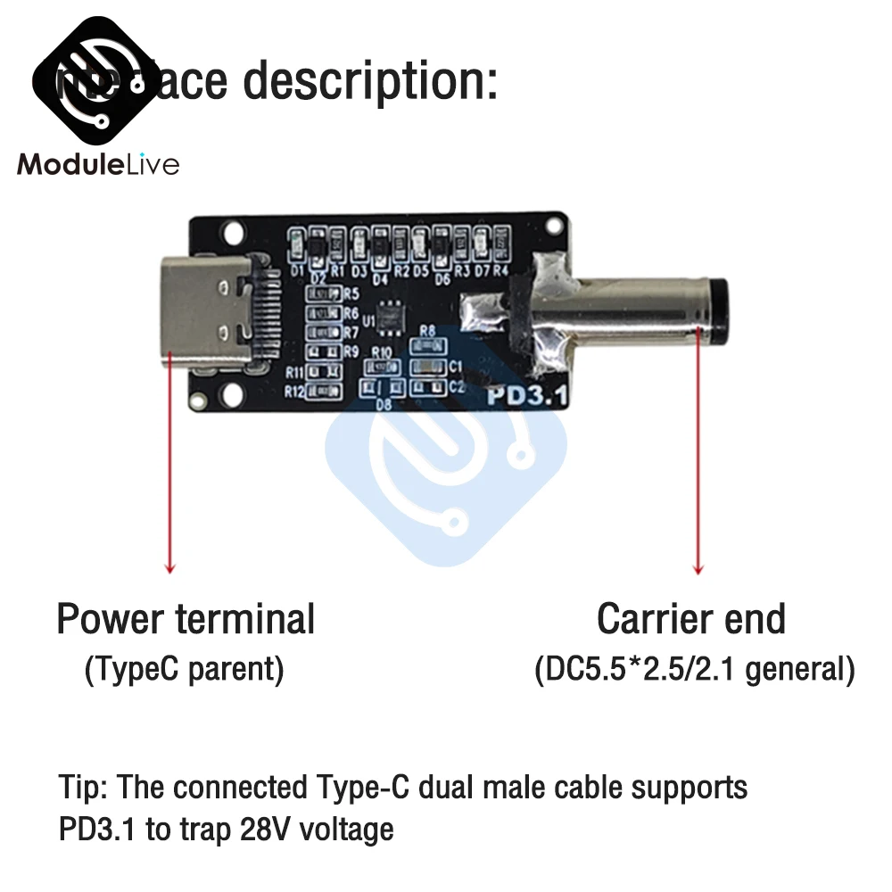 PD3.1 Decoy QC Fast Charging Type-C USB-C PD2.0 3.0 to DC USB Decoy Fast Charge Trigger Poll Detector Power Supply Aging Test Mo