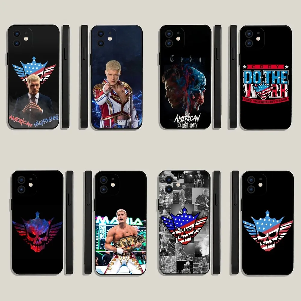 C-Cody Rhodes   Phone Case For iPhone 15,14,13,12,11,Plus,Pro Max,XS,X,XR,SE,Mini,8,7 Soft Silicone Black Cover