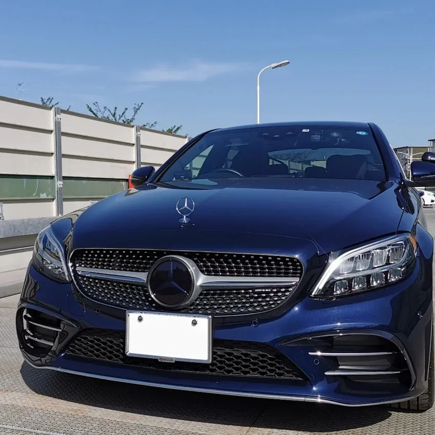 자동차 앞 범퍼 윈드 나이프 그릴 트림 커버, 메르세데스 벤츠 C 클래스 W205 C200 C260 2019-2023 용, 블랙 안개등 스트립 스티커