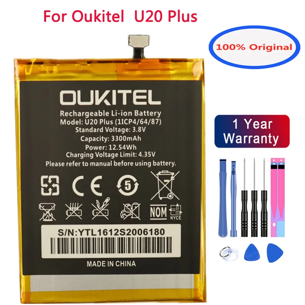 

100% Original 3300mAh U20 Plus Battery For Oukitel U20 Plus Phone High QualityReplacement Battery Batteries + Gift Tools