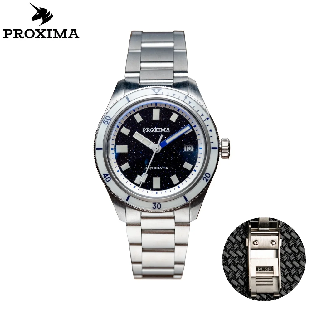 Proxima PX1721 Men's Automatic Mechanical Watches Aventurine Dial 39mm Sapphire Stainless Steel Waterproof Watch Reloj Hombre