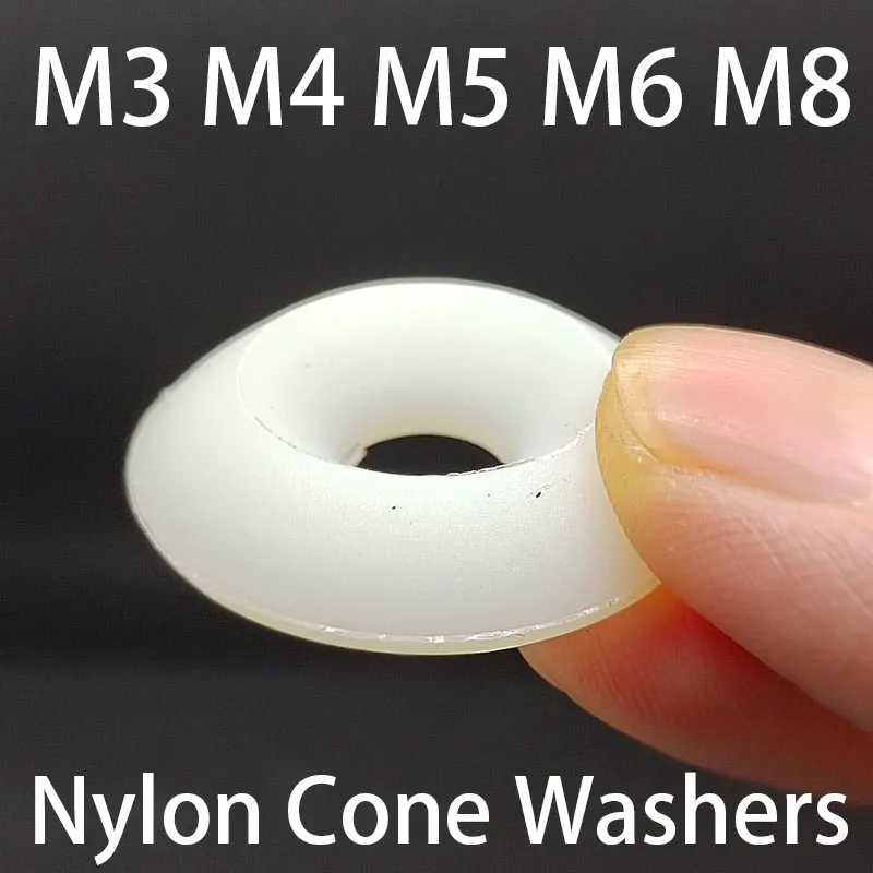 

M3 M4 M5 M6 M8 Conical Nylon Washer Cone Countersunk Solid Plastic Gasket Concave Convex Tapered Cone Insulation Washers