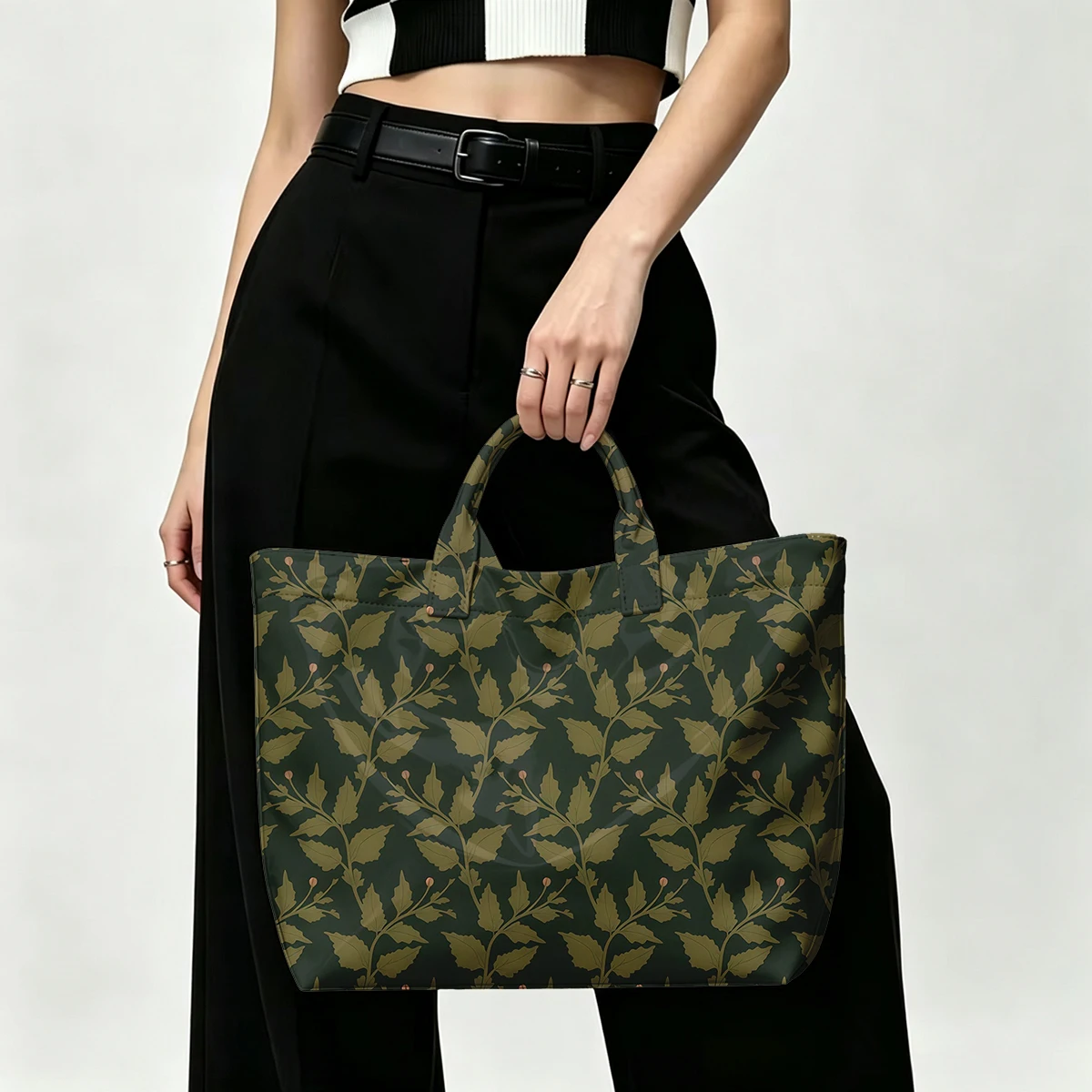 Autumn Leaf Fashion Bag Transparent PVC Waterproof Handbag Large Capacity Daily Commute Shoulder Tote Mummy Bag