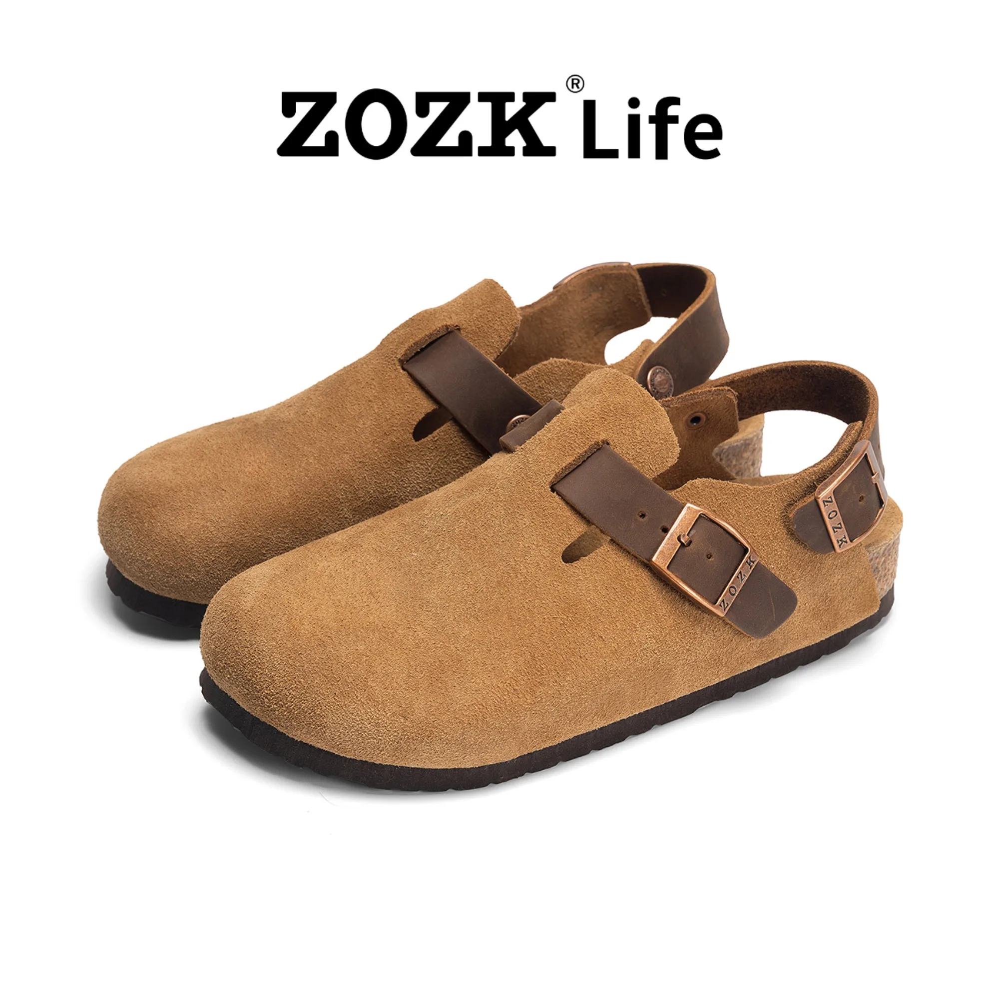 

Мужские всесезонные босоножки без шнуровки с ремешком на каблуке, босоножки из натуральной замши с полупокрытием, пробковой подошвой и регулируемой пряжкой