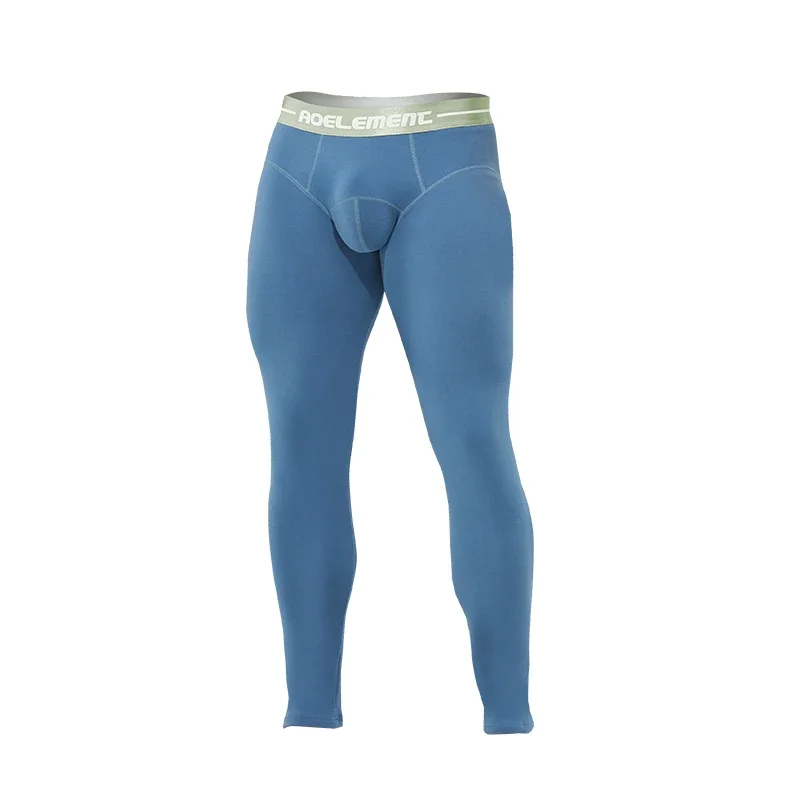 Men's Thermal Pants, Single Piece Thick Fleece Lined Tights, Slim Fit Long Base Layer Cotton Underwear Trousers for Winter