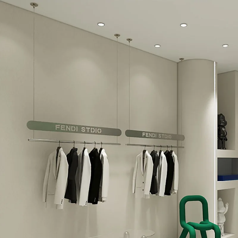 Clothing store hanger, wall display rack, stainless steel wire clothes rack, women's clothing store clothes shelf, window hanger
