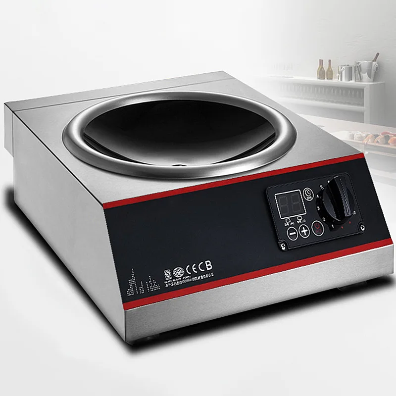 Fornello a induzione commerciale 5000w Concavo Stir Fry Fornello elettrico ad alta potenza Attrezzatura da cucina commerciale per hotel
