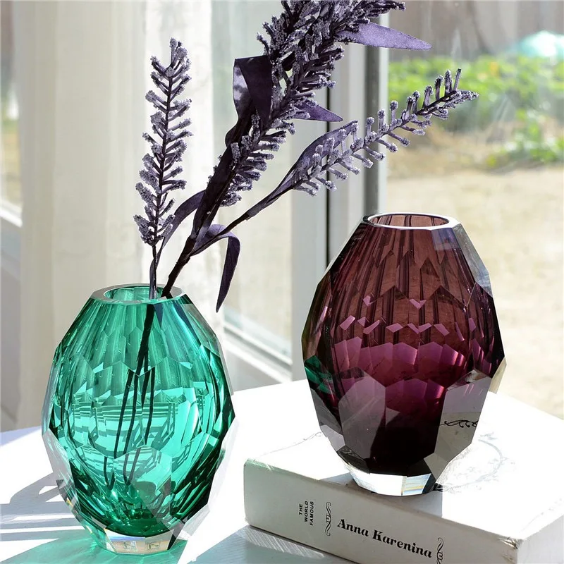 Crystal Vase for Home Decoration, Tabletop Ornaments, European Fashion, Luxury