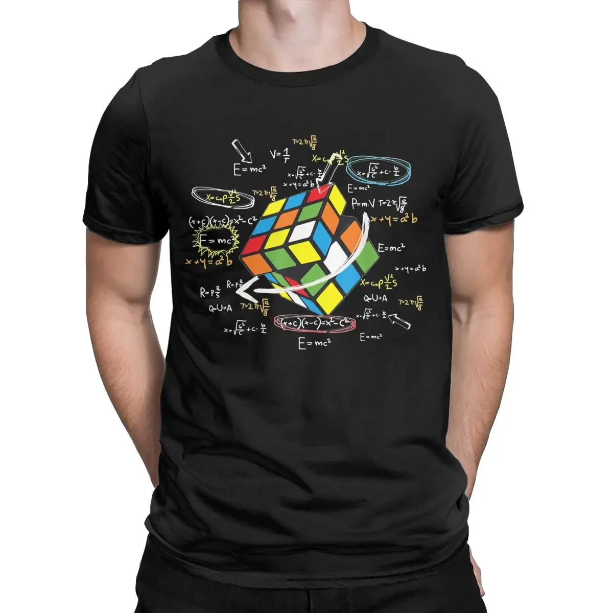 Hot fashion Rubik's Cube formula math enthusiasts, printed men's cotton T-shirt creative fun short sleeve casual