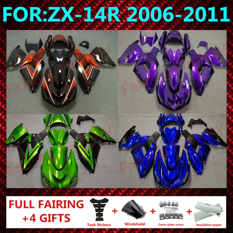 

For Kawasaki Zx14r Body Kit 2006-2011 ZZR 1400 2011 Zx14 Zx-14r Fairing bodywork Kit 2006 2007 2008 2009 2010 2011 ZXMT Fairing