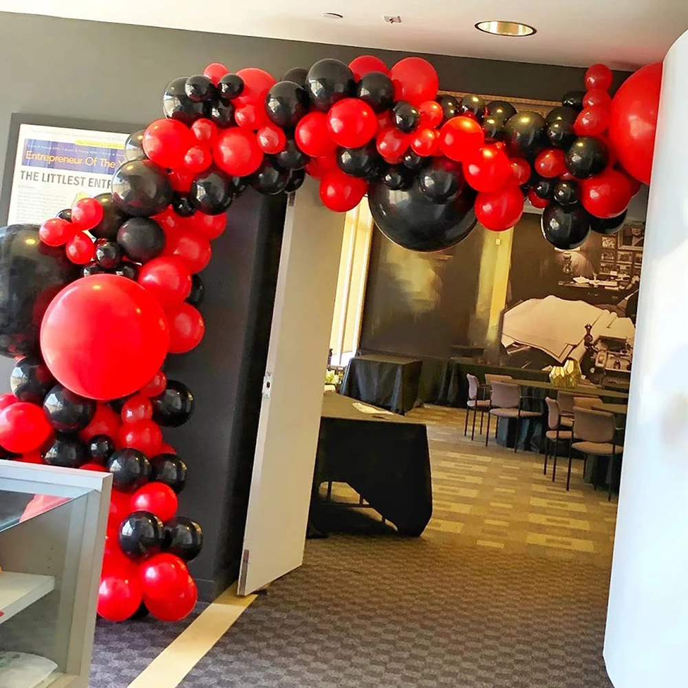 Red Black Balloon Arch Garland Kit Baby Shower Hollyween Themed Party Decorations Black Red Balloons Birthday Party Aniversary