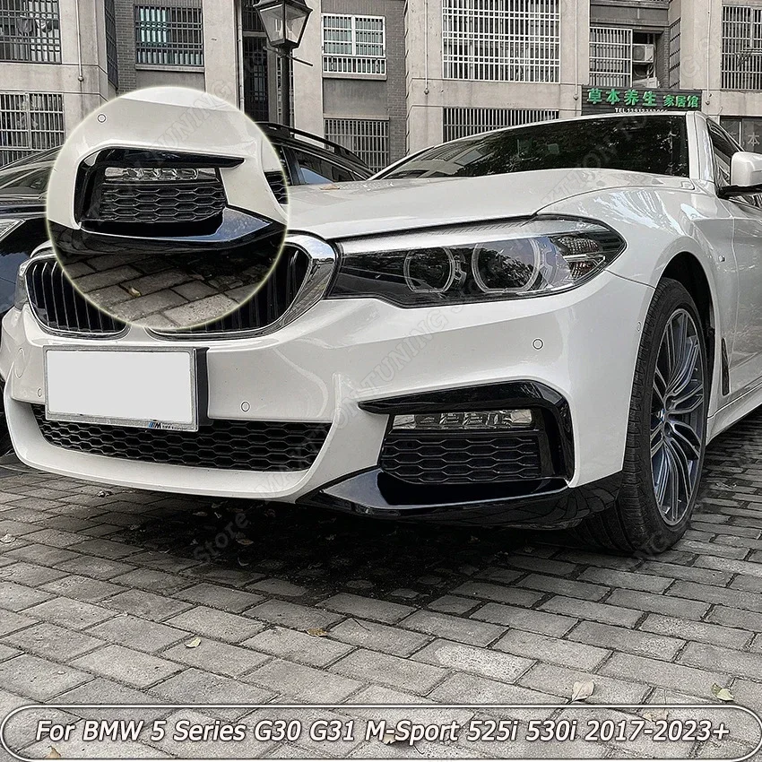 

For BMW 5 Series G30 G31 M-Sport 525i 530i 2017-2023+ Front Bumper Lip Spoiler Splitter Diffuser Cover Deflector Black ABS