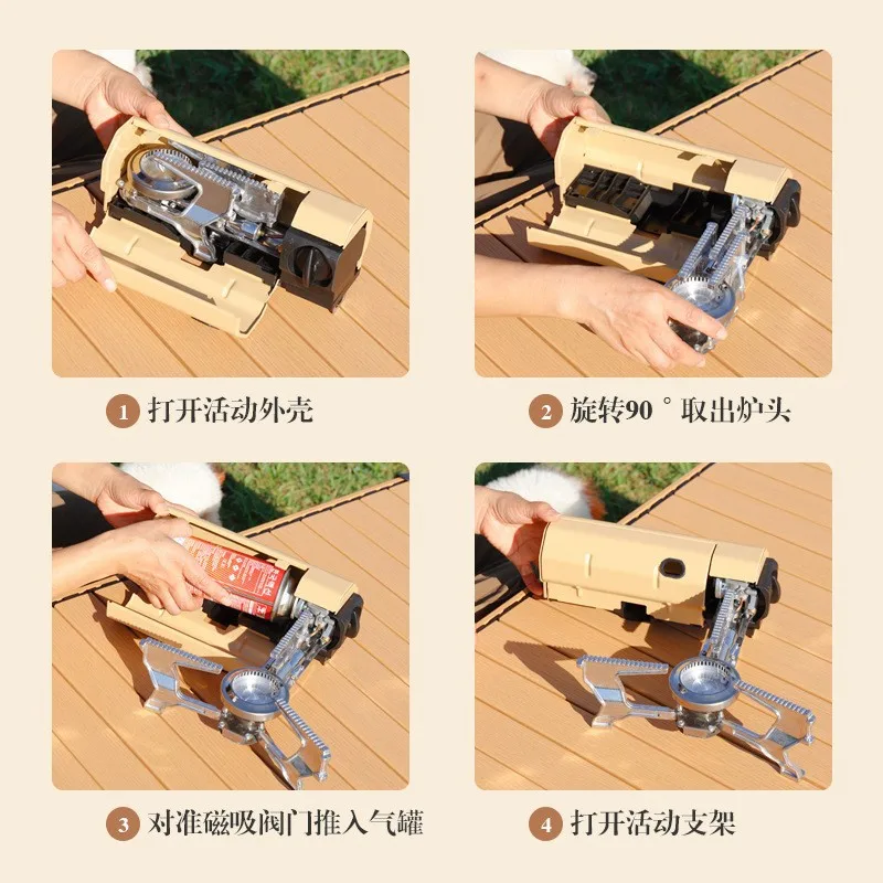 Portable Foldable Windproof Cassette Stove High Power Butane Gas Cooker Outdoor Camping Home Kitchen Cookware